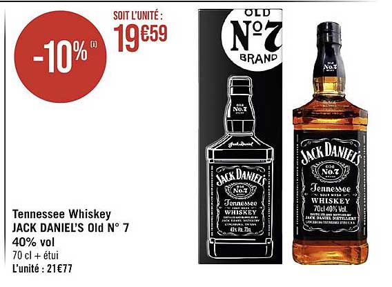 tennessee whiskey jack daniel's old n°7 40% vol