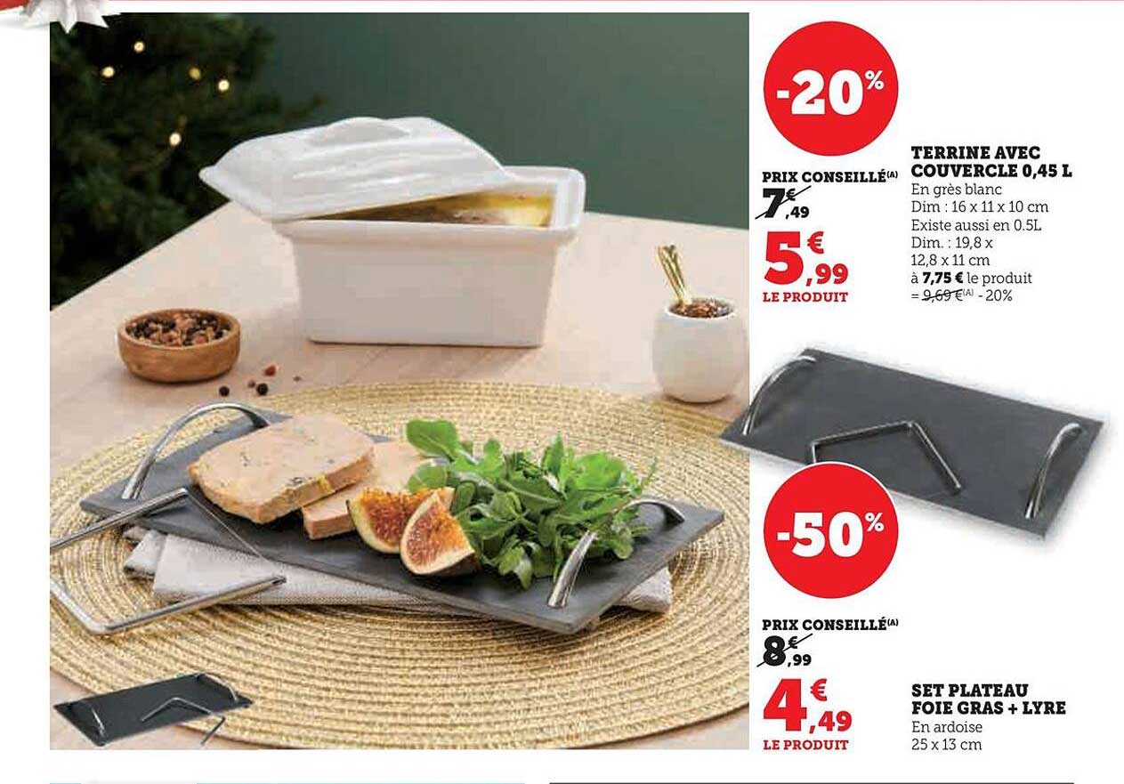 terrine avec couvercle 0,45 l, set plateau foie gras + lyre