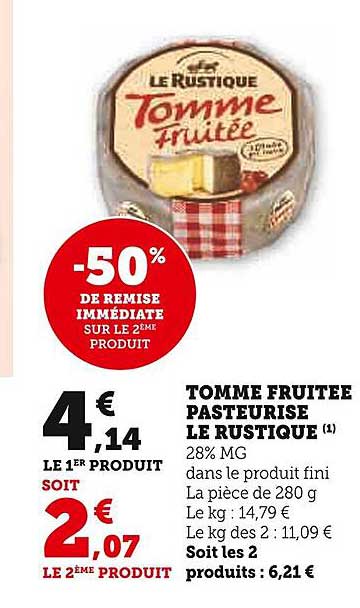 Tomme Fruitée Pasteurisé Le Rustique