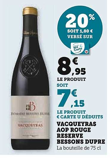 vacqueyras aop rouge réserve bessons dupre