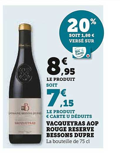 vacqueyras aop rouge reserve bessons dupre
