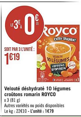 Velouté Déshydraté 10 Légumes Croûtons Romarin Royco