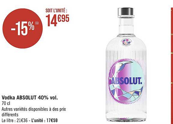 Vodka Absolut 40% Vol