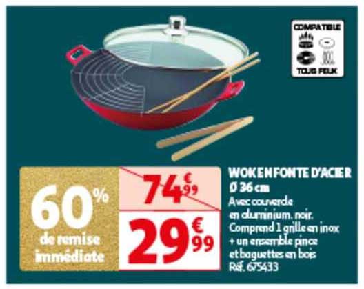 wok en fonte d'acier ø 36 cm