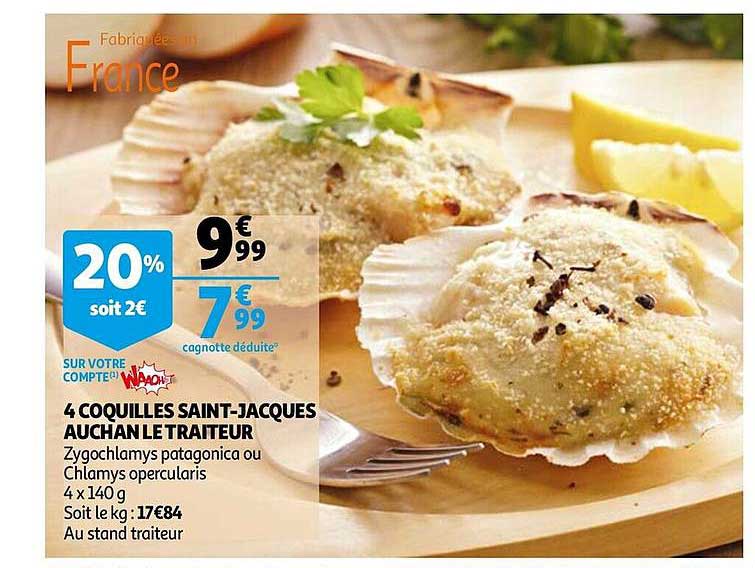 4 coquilles saint-jacques auchan le traiteur