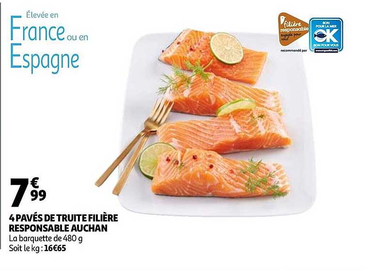 4 Pavés De Truite Filière Responsable Auchan