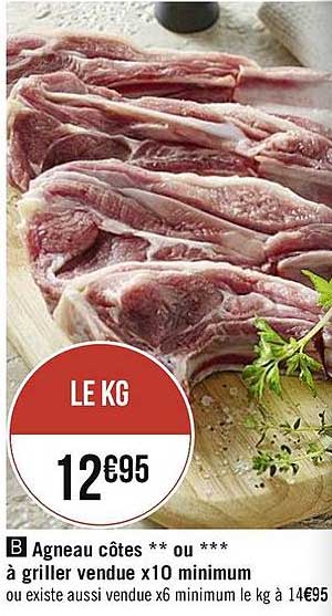 agneau côtes ou à griller vendue x10 minimum