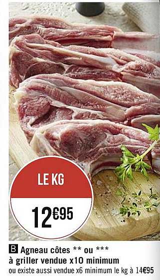 agneau côtes ou à griller vendue x10 minimum