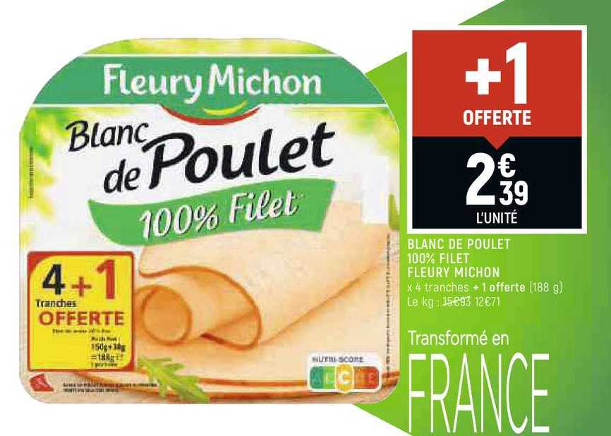 blanc de poulet 100% filet fleury michon