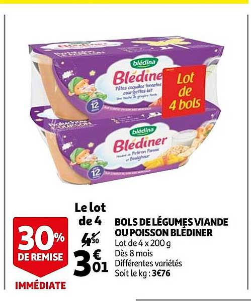 bols de légumes viande ou poisson blédiner