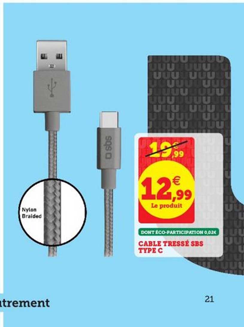 cable tressé sbs type c