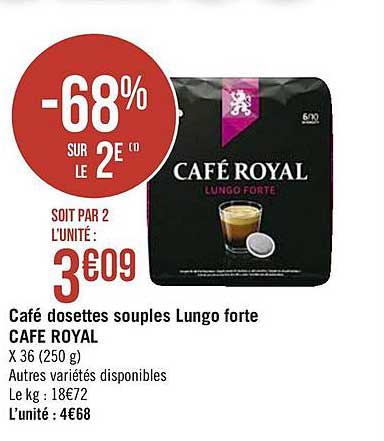 Café Dosettes Souples Lungo Forte Café Royal