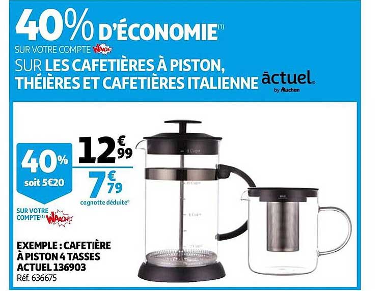 Cafetière à Piston 4 Tasses Actuel