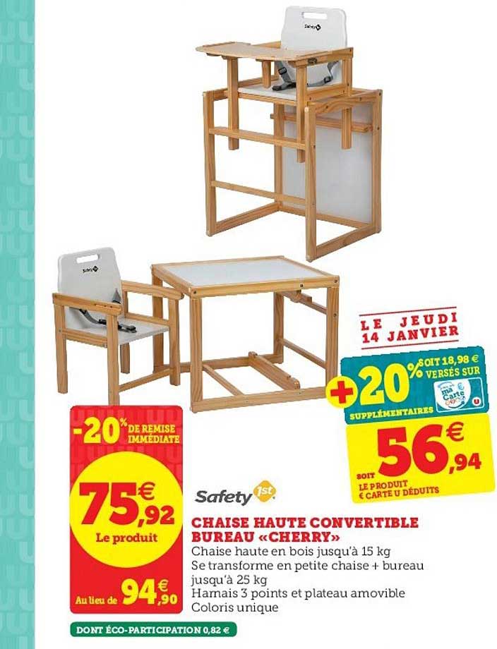 chaise haute convertible bureau «cherry» safety 1st