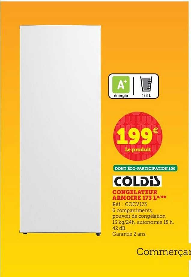 congélateur armoire 175 l coldis