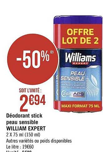 déodorant stick peau sensible william expert