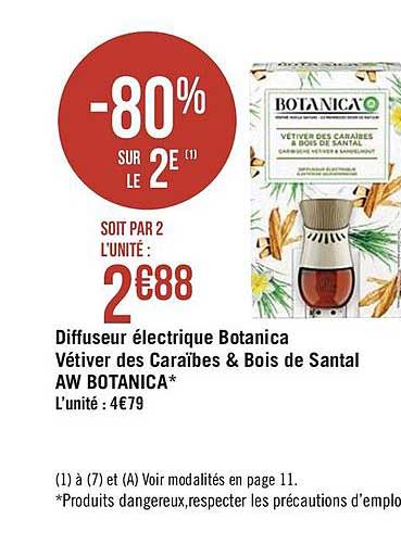 diffuseur électrique botanica vétiver des caraïbes & bois de santal aw bonanica