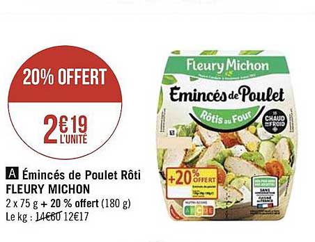 émincés de poule rôti fleury michon