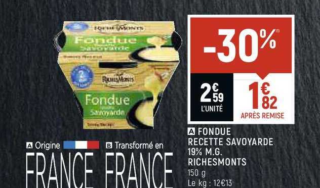 fondue recette savoyarde 19% m.g. richesmonts