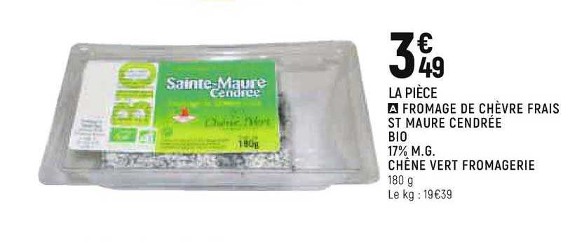 fromage de chèvre frais st maure cendrée bio 17% m.g. chêne vert fromagerie