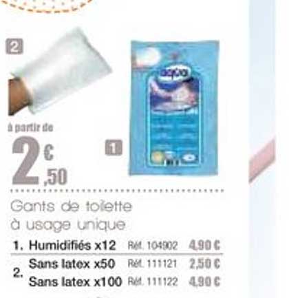 gants de toilette à usage unique