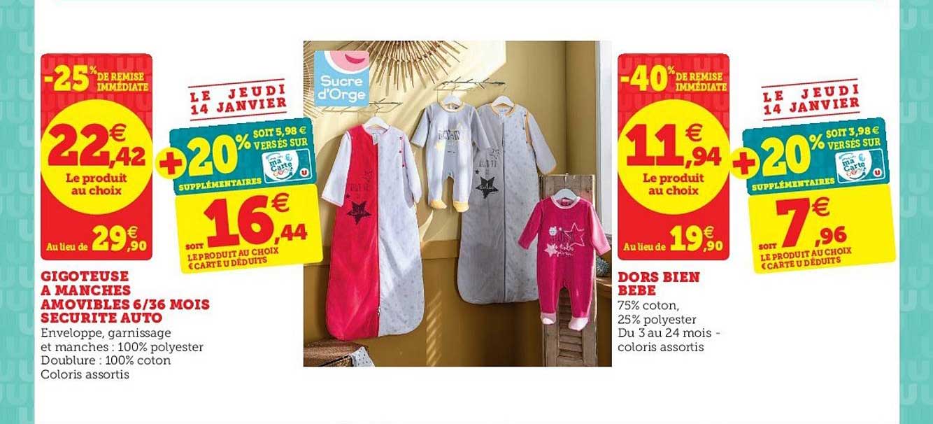 gigoteuse à manches amovibles 6-36 mois sécurité auto, dors bien bébé