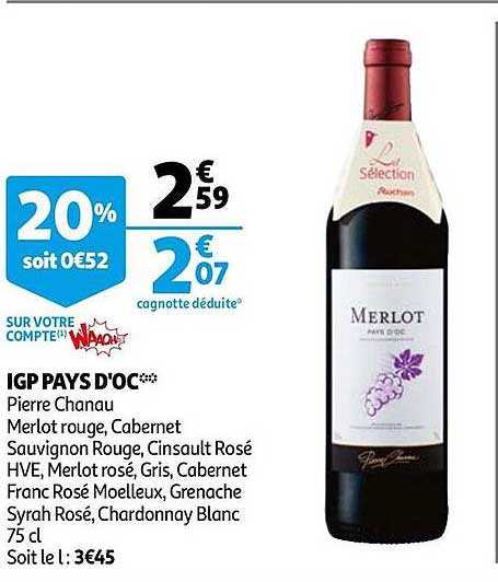 igp pays d'oc pierre chanau merlot rouge