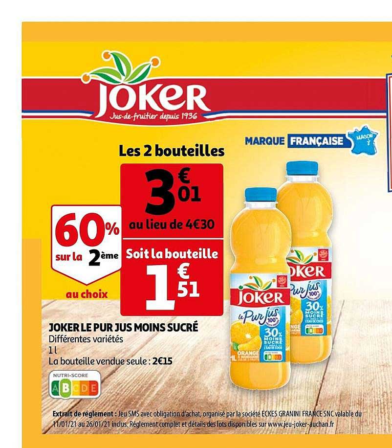 Joker Le Pur Jus Moins Sucré
