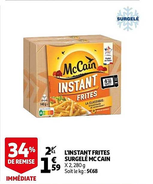 l'instant frites surgelé mc cain