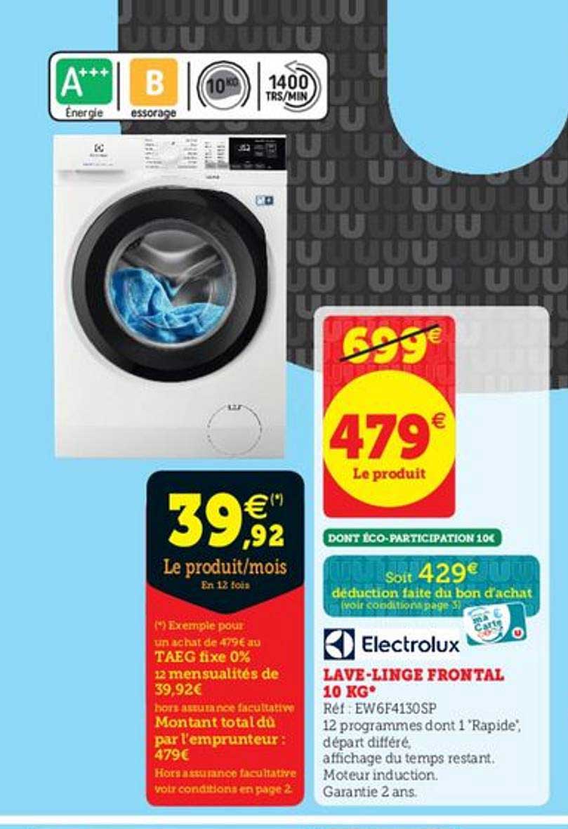 lave-linge frontal 10 kg electrolux