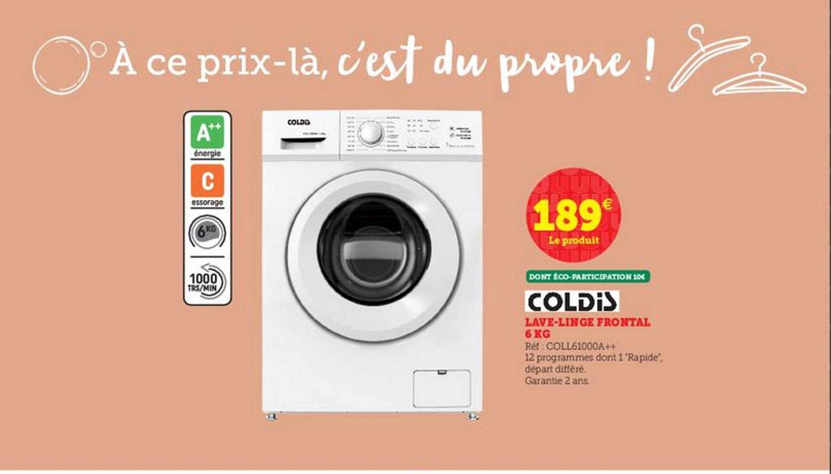 Lave-linge Frontal 6 Kg Coldis