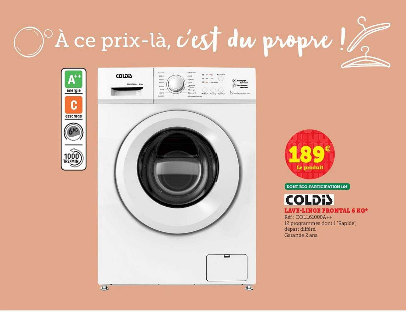 lave-linge frontal 6 kg coldis