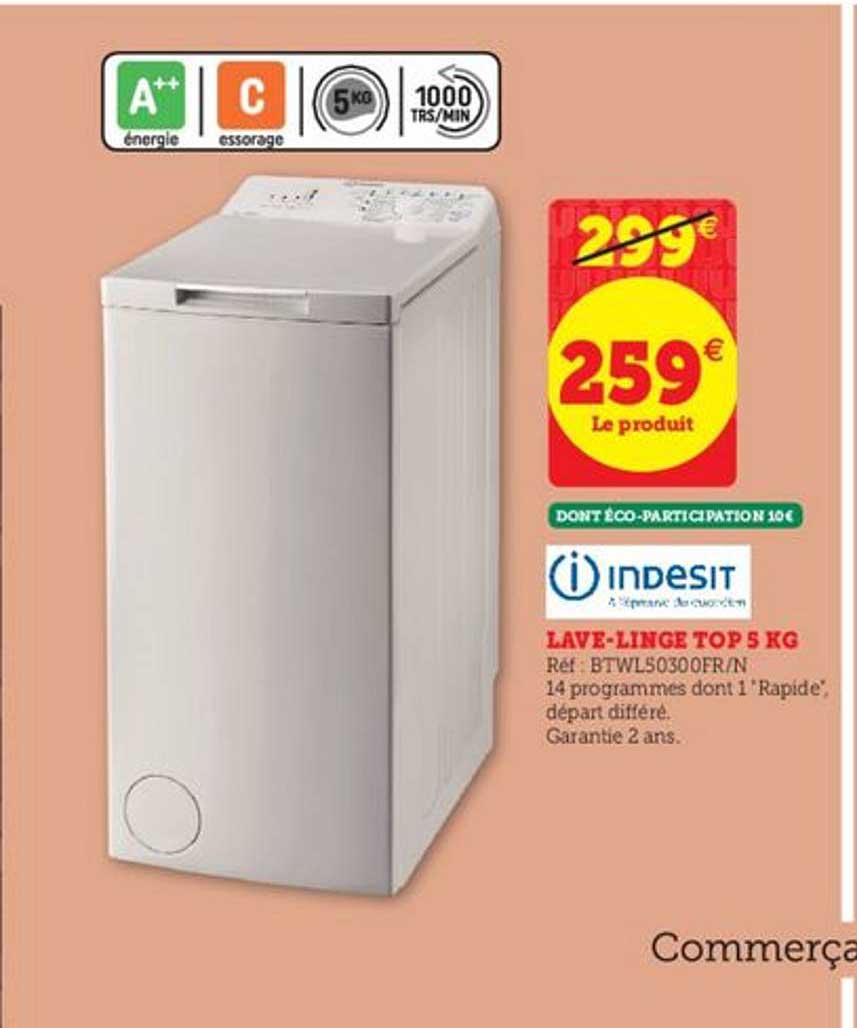 lave-linge top 5 kg indesit