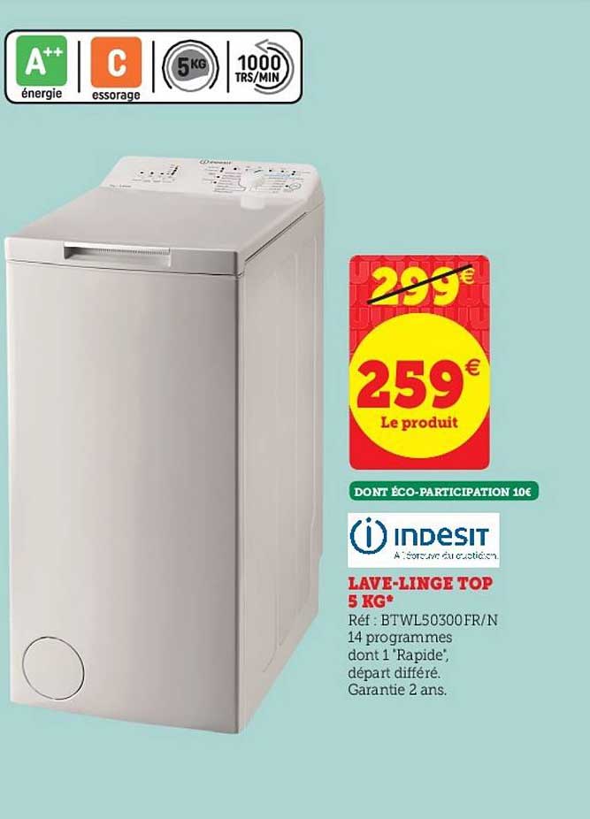 lave-linge top 5 kg indesit