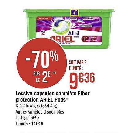 lessive capsules complète fiber protection ariel pods