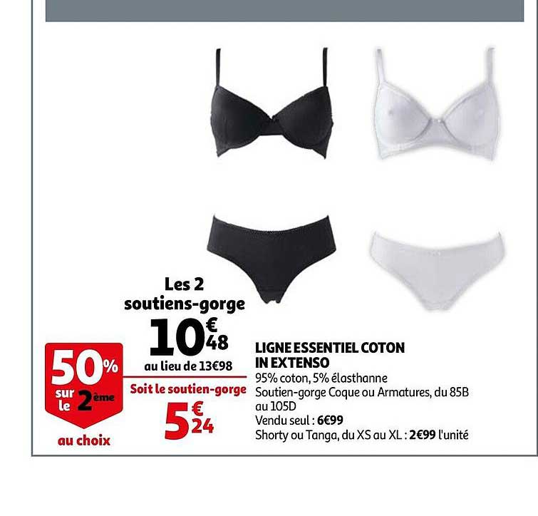Ligne Essentiel Coton In Extenso : Les 2 Soutiens-gorge