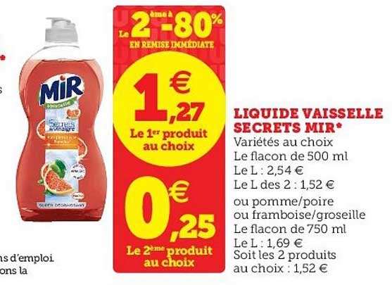 Liquide Vaisselle Secrets Mir