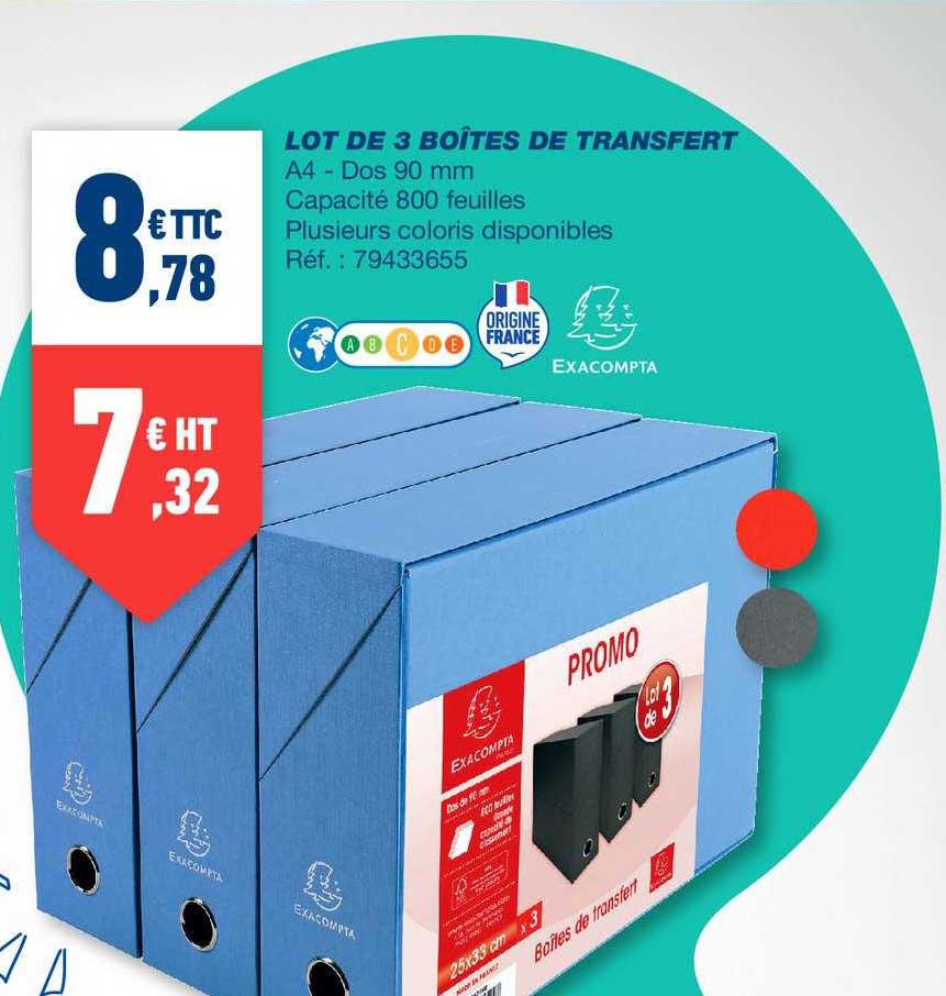 lot de 3 boîtes de transfert
