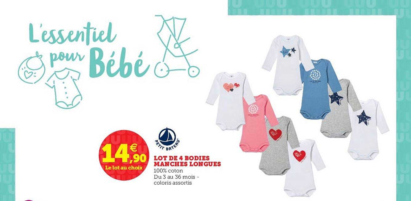 lot de 4 bodies manches longues petit bateau