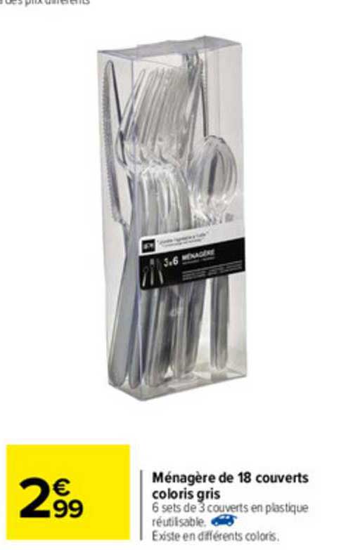 ménagère de 18 couverts coloris gris