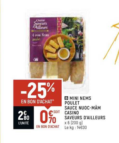 mini nems poulet sauce nuoc-mâm casino saveurs d'ailleurs