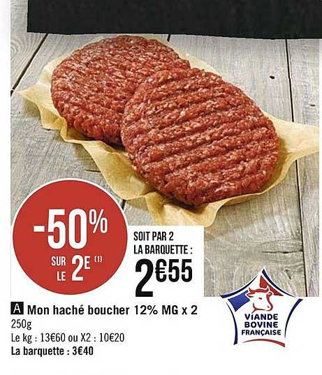 mon haché boucher 12% mg x2