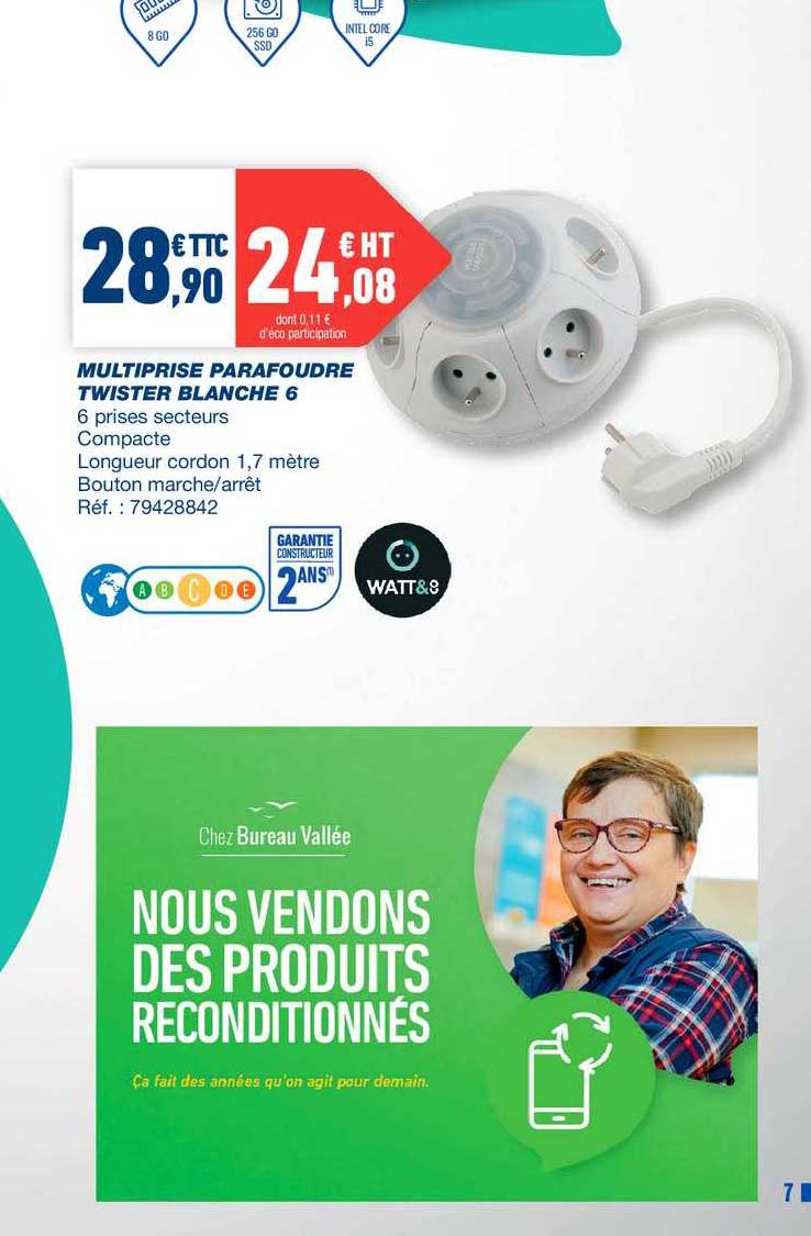 multiprise parafoudre twister blanche 6