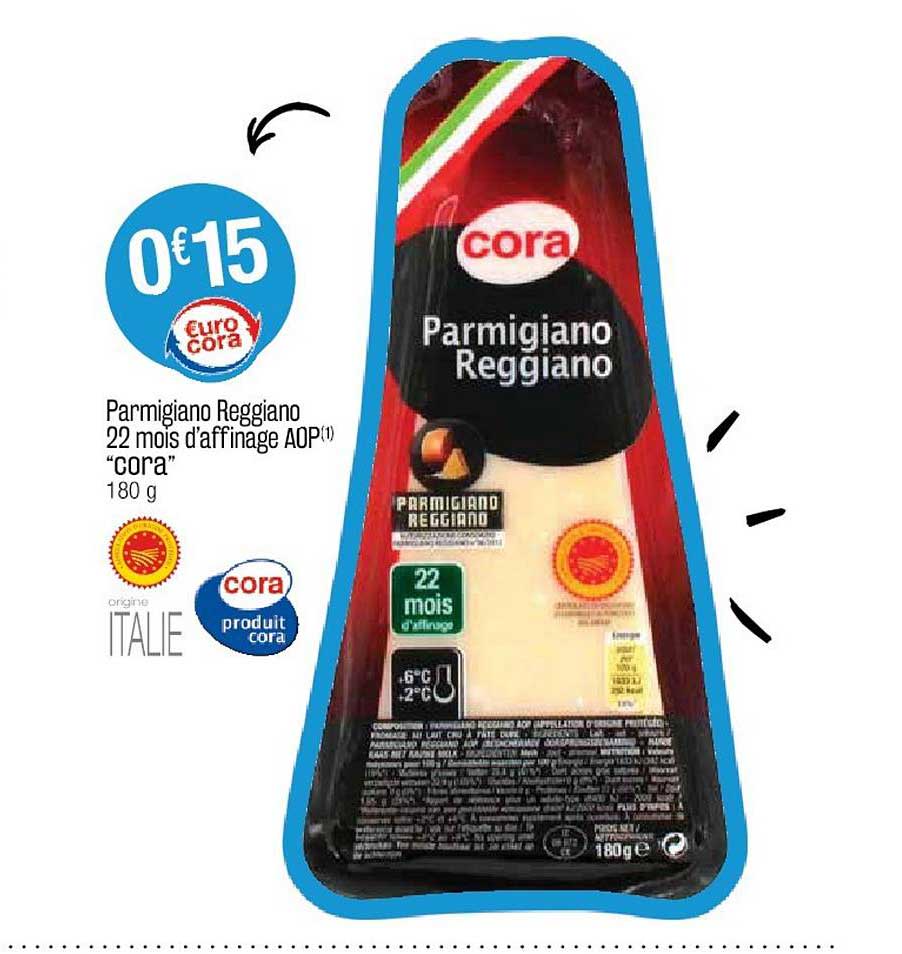 parmigiano reggiano 22 mois d'affinage aop "cora"