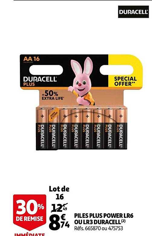 piles plus power lr6 ou lr3 duracell