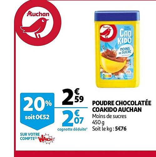 poudre chocolatée coakido auchan