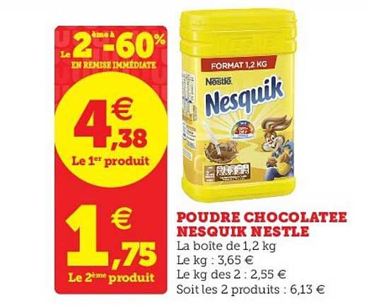 poudre chocolatée nesquik nestlé