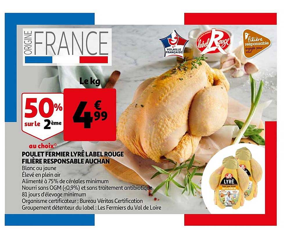 poulet fermier lyré label rouge filière responsable auchan