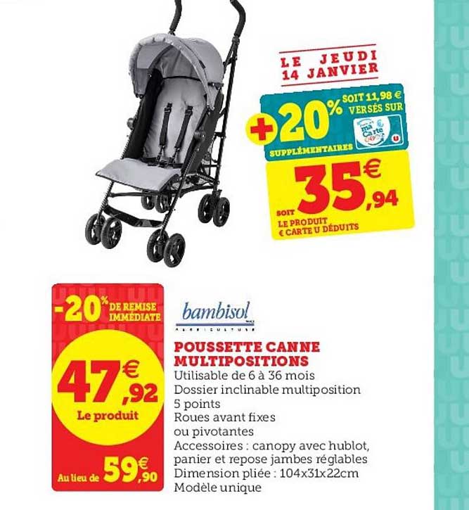 poussette canne multipositions bambisol