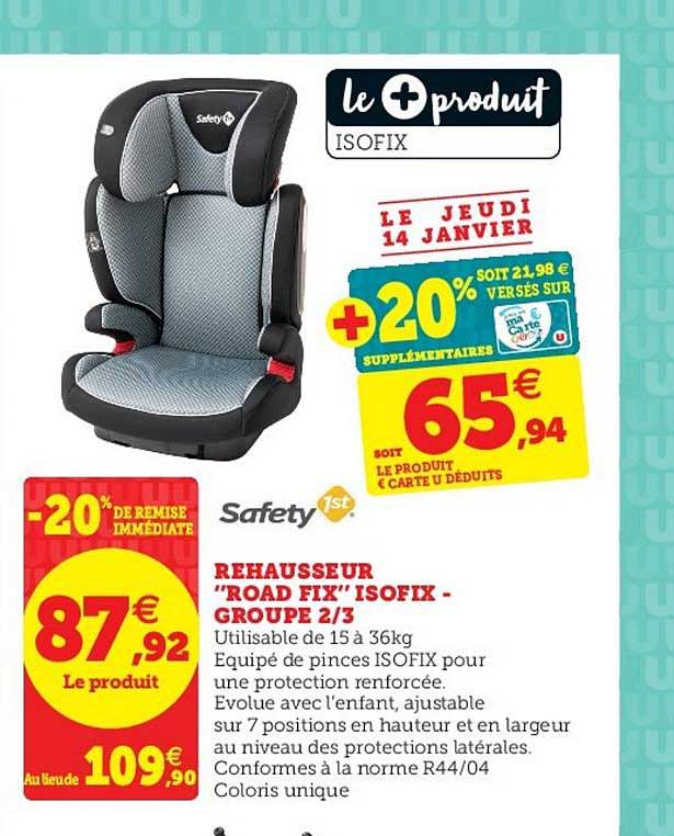 rehausseur "road fix" isofix - groupe 2-3